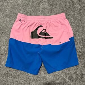 Quiksilver Colorblock‎ Swim Trunks Pink Blue Size Large Used - Excellent